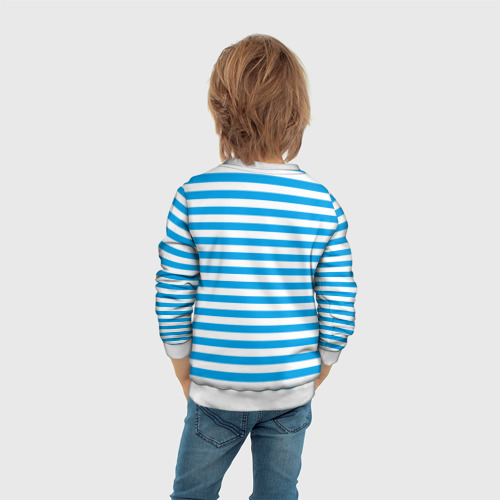 Детский свитшот 3D Тельняшка синяя и герб ВМФ, цвет 3D печать - фото 6