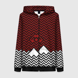 Женская толстовка 3D на молнии Твин Пикс. Минимализм