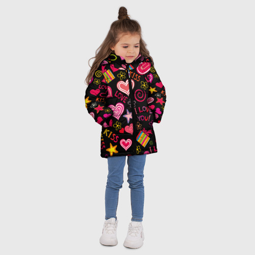 Зимняя куртка для девочек 3D Love, цвет черный - фото 5