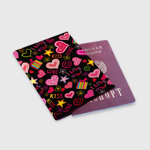 Обложка для паспорта матовая кожа Love, цвет фиолетовый - фото 3