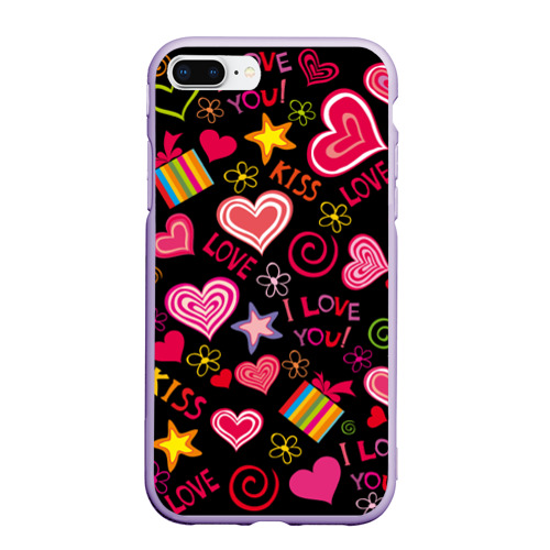 Чехол для iPhone 7Plus/8 Plus матовый Love, цвет светло-сиреневый