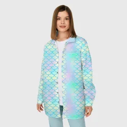 Женская рубашка oversize 3D Голубая чешуя - фото 2