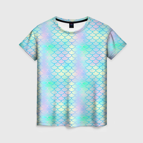 Женская футболка 3D Голубая чешуя, цвет 3D печать