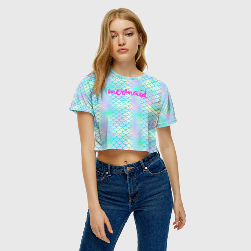 Женская футболка Crop-top 3D Русалочка, цвет 3D печать - фото 3