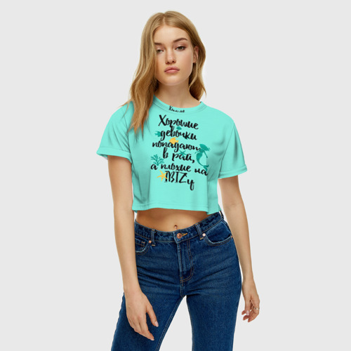 Женская футболка Crop-top 3D На Ibiz`у blue1, цвет 3D печать - фото 4