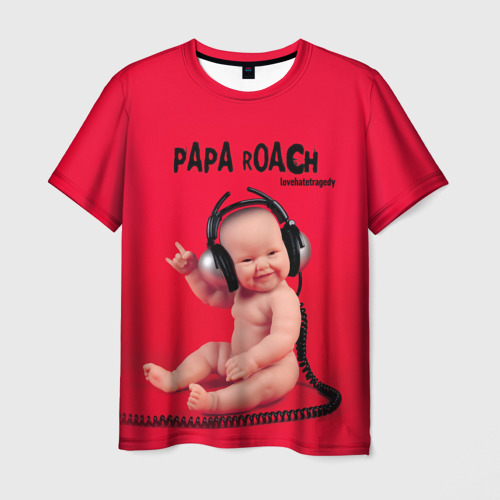 Мужская футболка 3D с принтом Paparoach 7, вид спереди #2