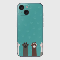 Чехол для iPhone 15 силиконовый с защитой камеры Лапки котеек