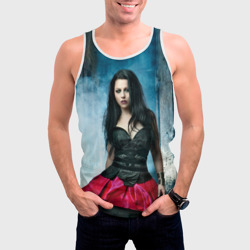 Майка с принтом Evanescence для мужчины, вид на модели спереди №2. Цвет основы: белый