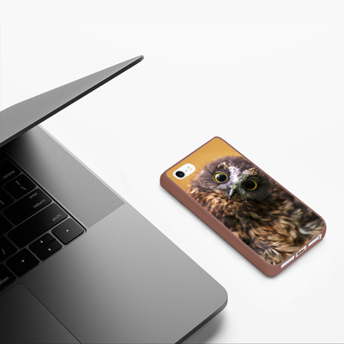 Чехол для iPhone 5/5S матовый Совёнок, цвет коричневый - фото 5