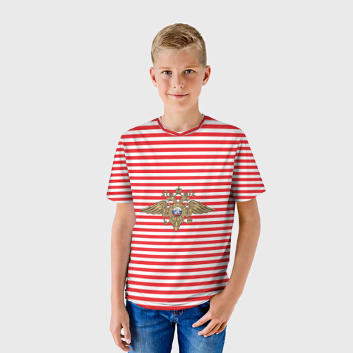 Детская футболка 3D Тельняшка ВВ и герб МВД, цвет 3D печать - фото 3