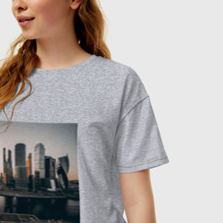 Женская футболка хлопок Oversize Москва Сити - фото 2