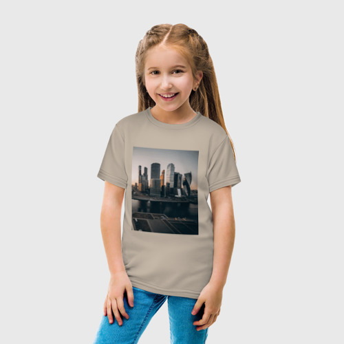 Детская футболка хлопок Москва Сити, цвет миндальный - фото 5
