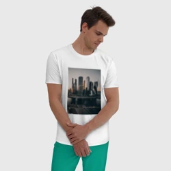 Мужская пижама с белой футболкой хлопок Москва Сити - фото 2