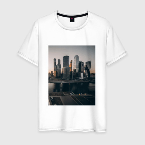 Мужская футболка хлопок Москва Сити, цвет белый