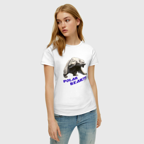 Женская футболка хлопок МЕДВЕДЬ, цвет белый - фото 3