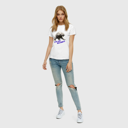 Женская футболка хлопок МЕДВЕДЬ, цвет белый - фото 5