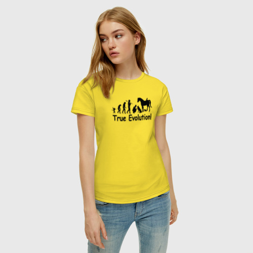 Женская футболка хлопок Настоящая эволюция, цвет желтый - фото 3