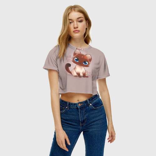 Женская футболка Crop-top 3D Киска, цвет 3D печать - фото 3
