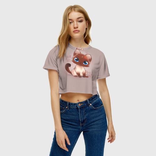 Женская футболка Crop-top 3D Киска, цвет 3D печать - фото 4