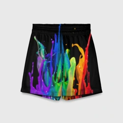 Детские спортивные шорты 3D Радужные краски - всплеск