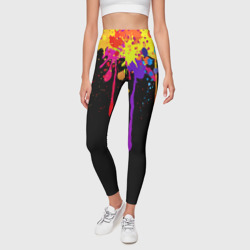 Леггинсы 3D Яркие разноцветные кляксы - фото 2