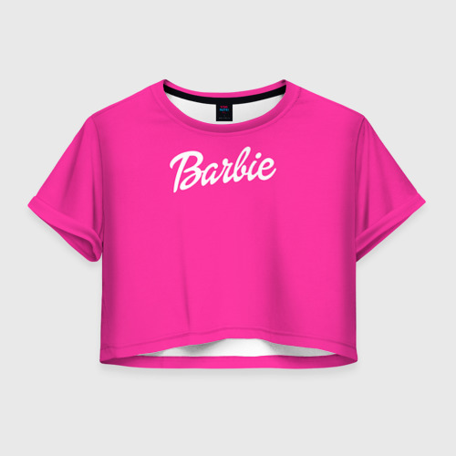 Женская футболка Crop-top с принтом Барби, вид спереди №1