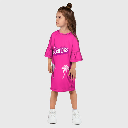 Детское платье 3D Barbie пальмы, цвет 3D печать - фото 3