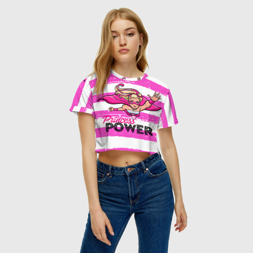 Женская футболка Crop-top 3D Сила принцесс, цвет 3D печать - фото 3