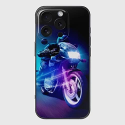 Чехол для iPhone 16 Pro силиконовый с защитой камеры Мотокросс ночной