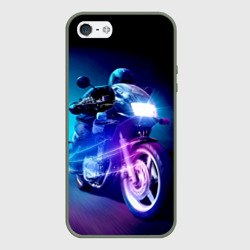 Чехол для iPhone 5/5S матовый Мотокросс ночной