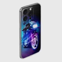 Чехол для iPhone 16 Pro Max силиконовый с защитой камеры Мотокросс ночной - фото 2