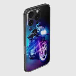 Чехол для iPhone 16 Pro силиконовый с защитой камеры Мотокросс ночной - фото 2