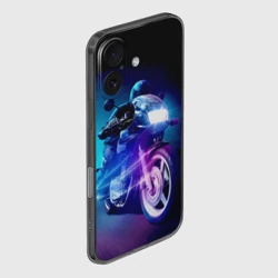 Чехол для iPhone 16 силиконовый с защитой камеры Мотокросс ночной - фото 2