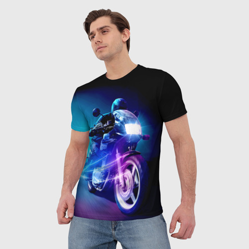 Мужская футболка 3D Мотоциклист, цвет 3D печать - фото 3