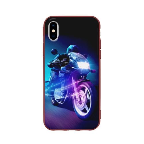 Чехол для Apple iPhone X силиконовый матовый Мотоциклист Фото 01 Чехол для Apple iPhone X силиконовый матовый Мотоциклист Фото 01