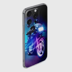 Чехол для iPhone 15 Pro силиконовый с защитой камеры Мотокросс ночной - фото 2