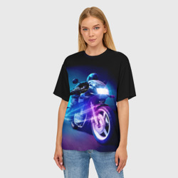 Женская футболка oversize 3D Мотоциклист - фото 2