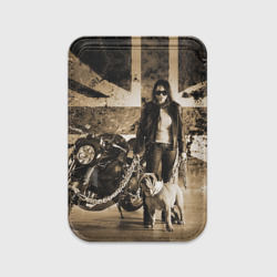 Картхолдер Magsafe магнитный Девушка байкер и английский бульдог