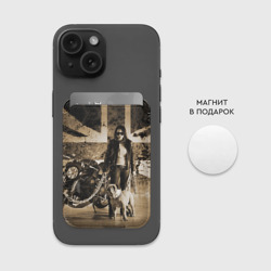 Картхолдер Magsafe магнитный Девушка байкер и английский бульдог - фото 2