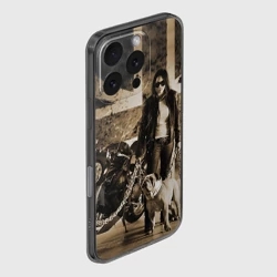 Чехол для iPhone 16 Pro силиконовый с защитой камеры Девушка байкер и английский бульдог - фото 2