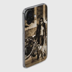 Чехол для iPhone 16 силиконовый с защитой камеры Девушка байкер и английский бульдог - фото 2