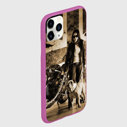 Чехол для iPhone 11 Pro матовый Девушка байкер и английский бульдог - фото 2