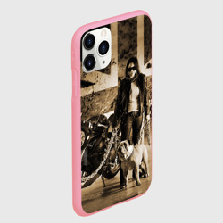 Чехол для iPhone 11 Pro Max матовый Девушка байкер и английский бульдог - фото 2