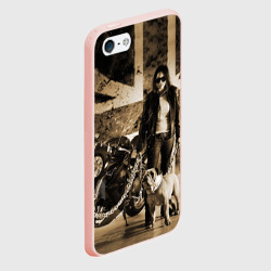 Чехол для iPhone 5/5S матовый Девушка байкер и английский бульдог - фото 2