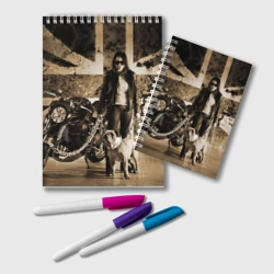 Блокнот Девушка байкер и английский бульдог