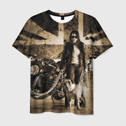 Девушка байкер и английский бульдог – Мужская футболка 3D с принтом купить со скидкой в -26%