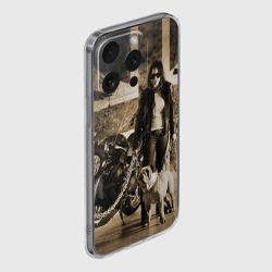 Чехол для iPhone 15 Pro силиконовый с защитой камеры Девушка байкер и английский бульдог - фото 2