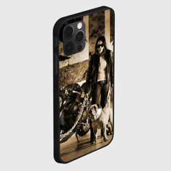 Чехол для iPhone 12 Pro Девушка байкер и английский бульдог - фото 2