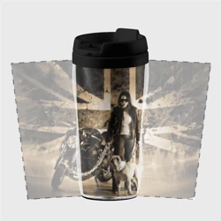 Термокружка-непроливайка Девушка байкер и английский бульдог - фото 2