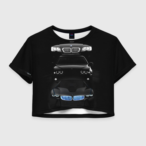 Женская футболка Crop-top 3D BMW, цвет 3D печать